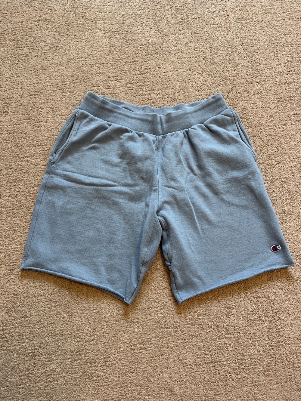 Champion Men's Heavyweight Light Blue Athletic Fleece Cutoff Shorts